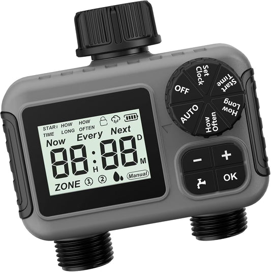 Dual-Outlet Smart Water Timer – Automatic Garden Irrigation