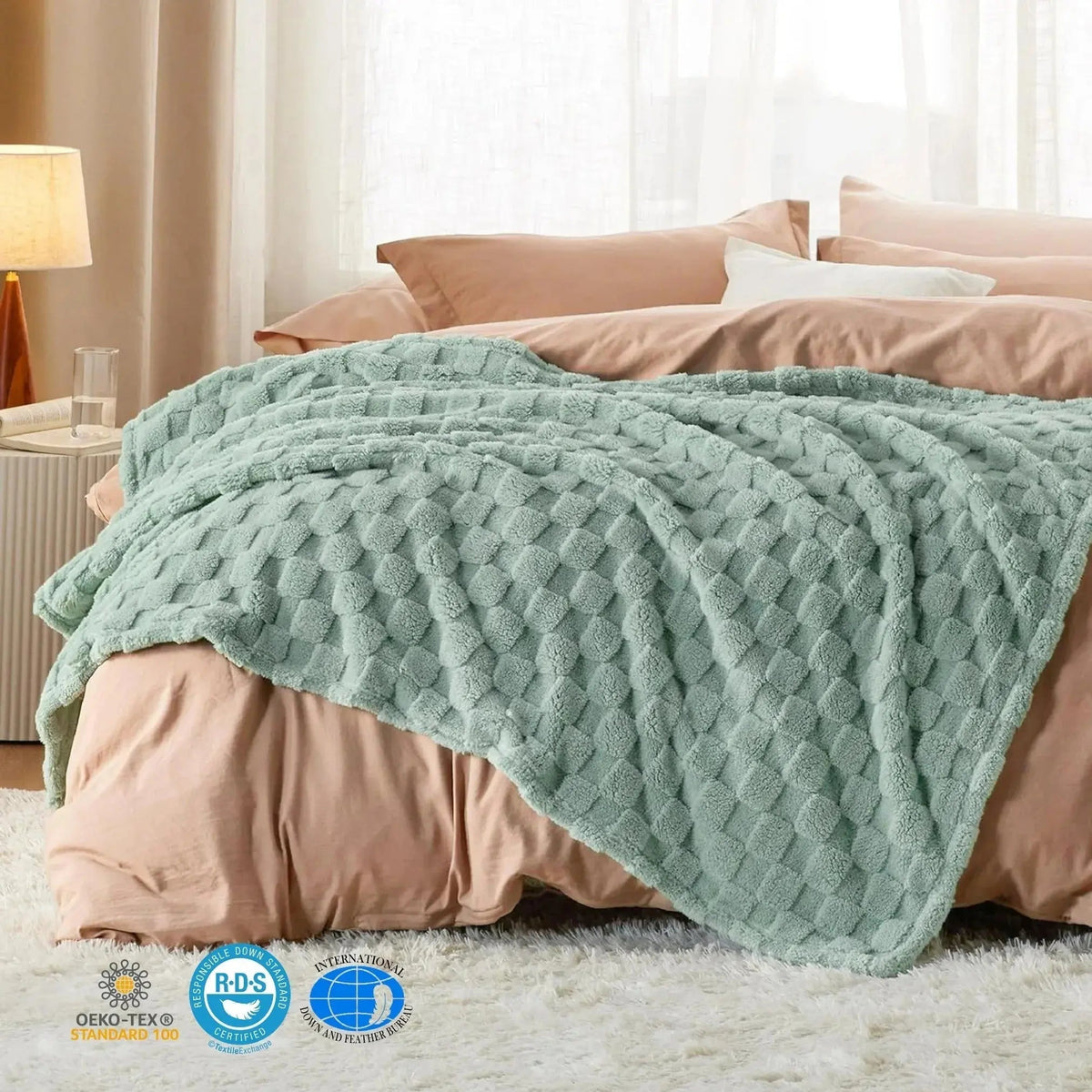 Checkered Throw Blanket Soft Fleece Cosy