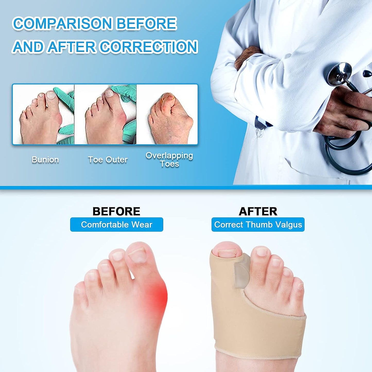 Bunion Corrector Sleeve with Gel Pad - 1 Pair