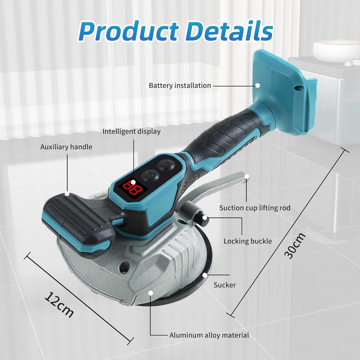 Tile Leveling Suction Cup & Vibration Tool - 1 Battery