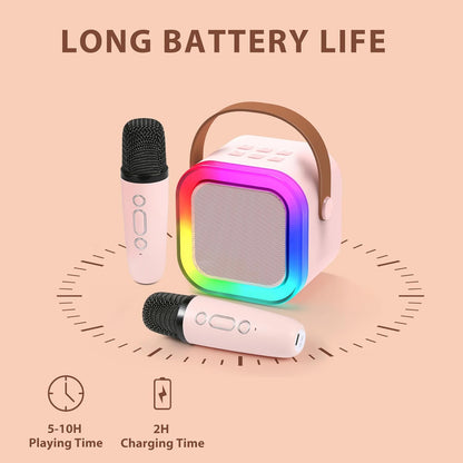 Mini Karaoke Machine for Kids - 2 Microphones, Bluetooth