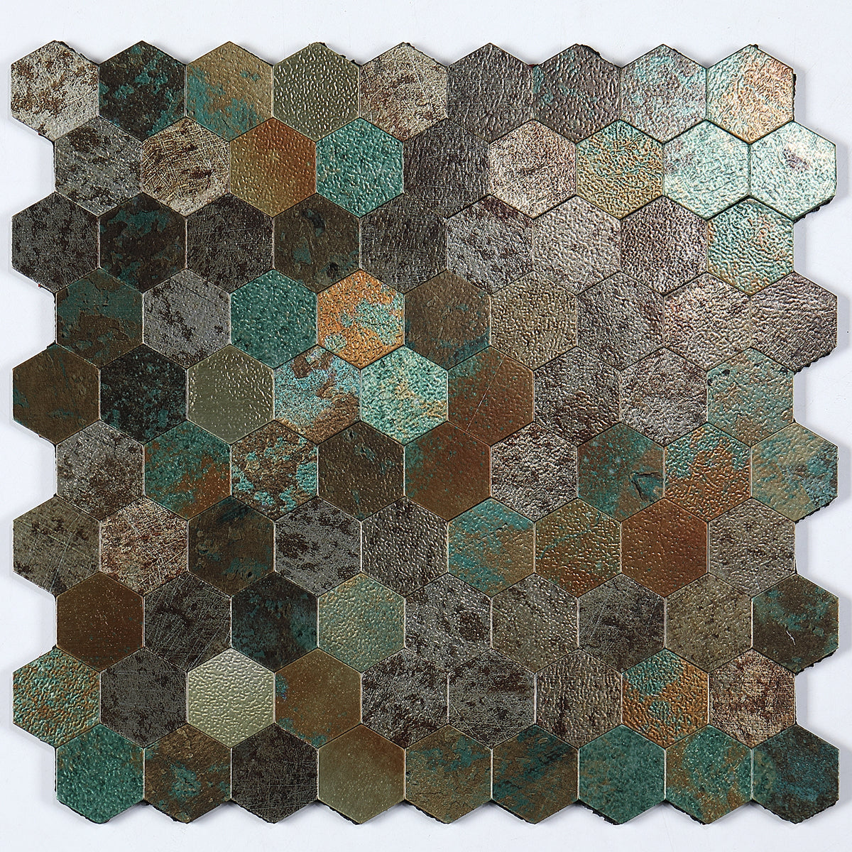 Peel and Stick Metal Mosaic Tile Hexagon Wall