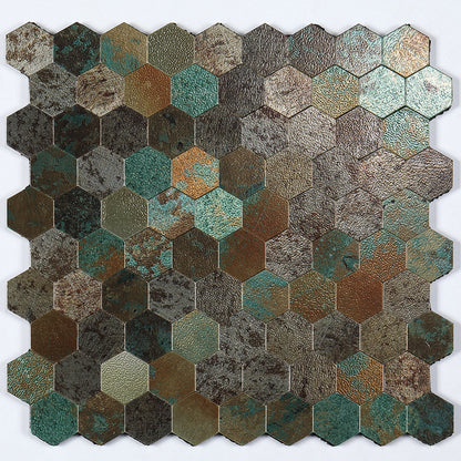 Peel and Stick Metal Mosaic Tile Hexagon Wall