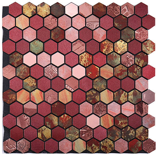 Peel and Stick Metal Mosaic Tile Hexagon Wall