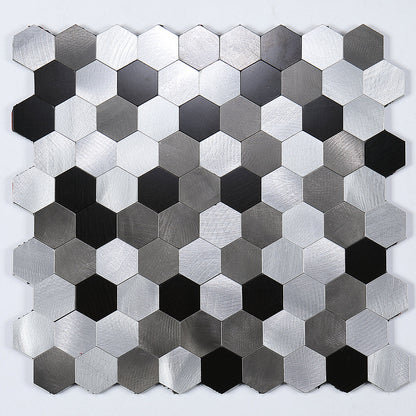 Peel and Stick Metal Mosaic Tile Hexagon Wall