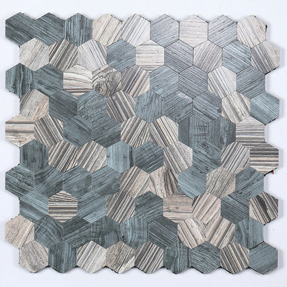 Peel and Stick Metal Mosaic Tile Hexagon Wall