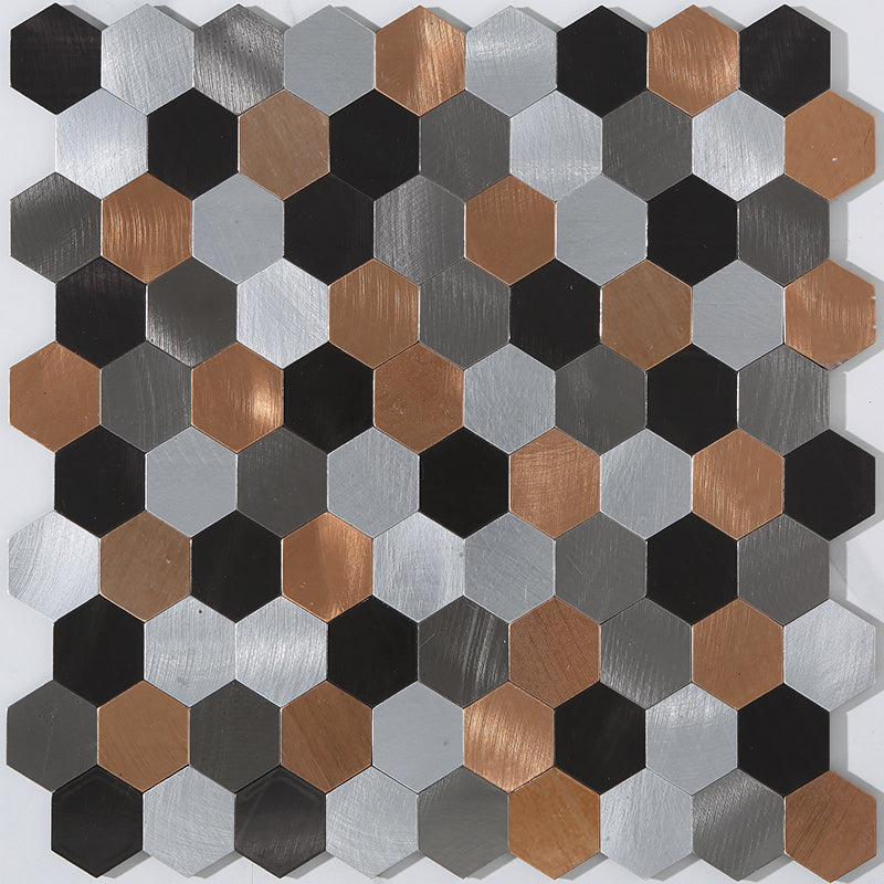 Peel and Stick Metal Mosaic Tile Hexagon Wall