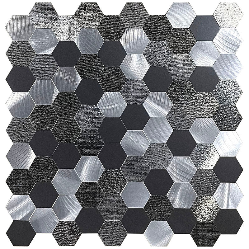 Peel and Stick Metal Mosaic Tile Hexagon Wall