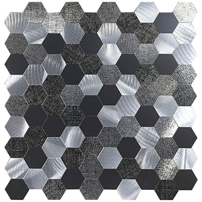 Peel and Stick Metal Mosaic Tile Hexagon Wall