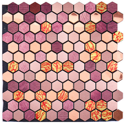 Peel and Stick Metal Mosaic Tile Hexagon Wall