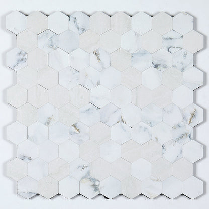 Peel and Stick Metal Mosaic Tile Hexagon Wall