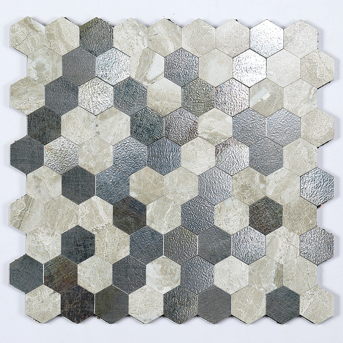 Peel and Stick Metal Mosaic Tile Hexagon Wall