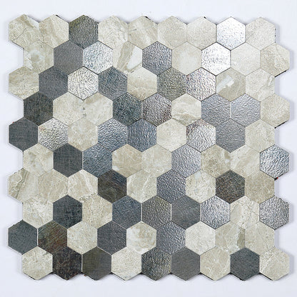 Peel and Stick Metal Mosaic Tile Hexagon Wall