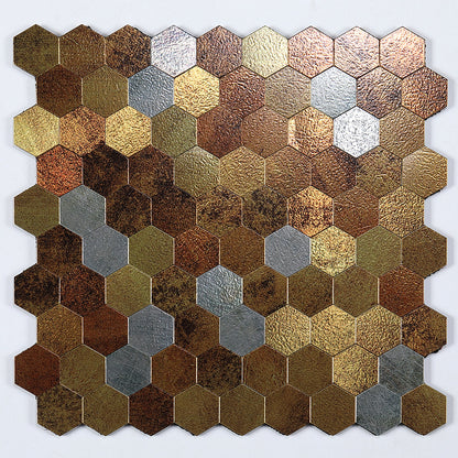 Peel and Stick Metal Mosaic Tile Hexagon Wall