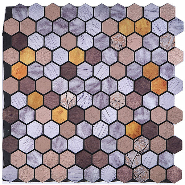 Peel and Stick Metal Mosaic Tile Hexagon Wall