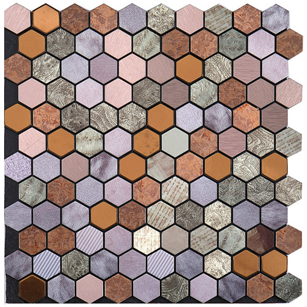 Peel and Stick Metal Mosaic Tile Hexagon Wall