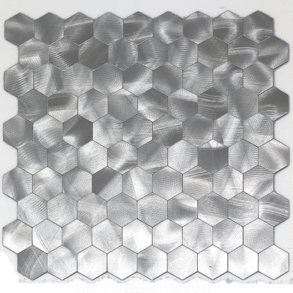Peel and Stick Metal Mosaic Tile Hexagon Wall