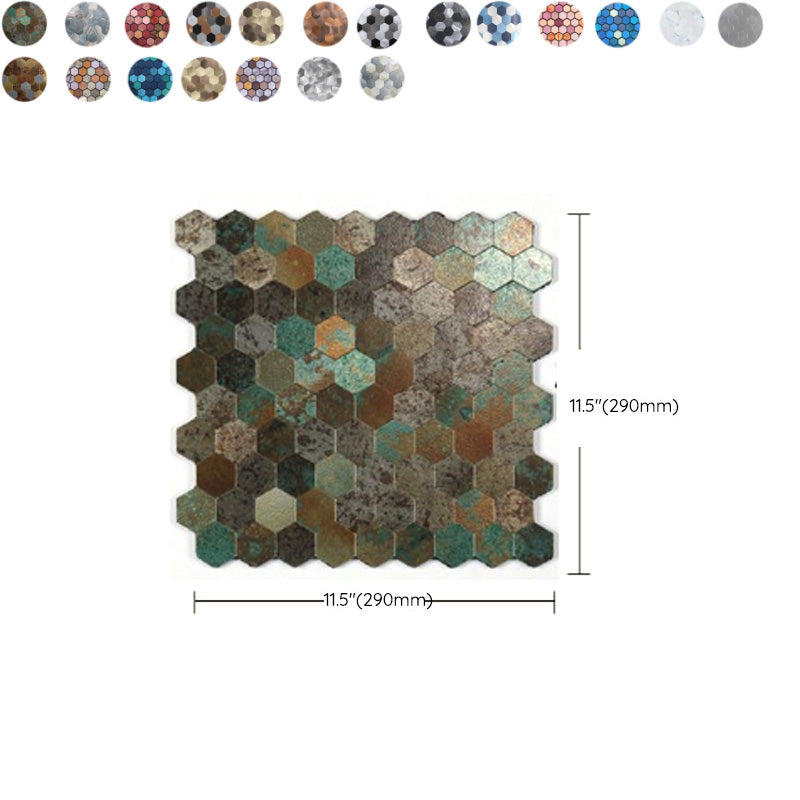 Peel and Stick Metal Mosaic Tile Hexagon Wall