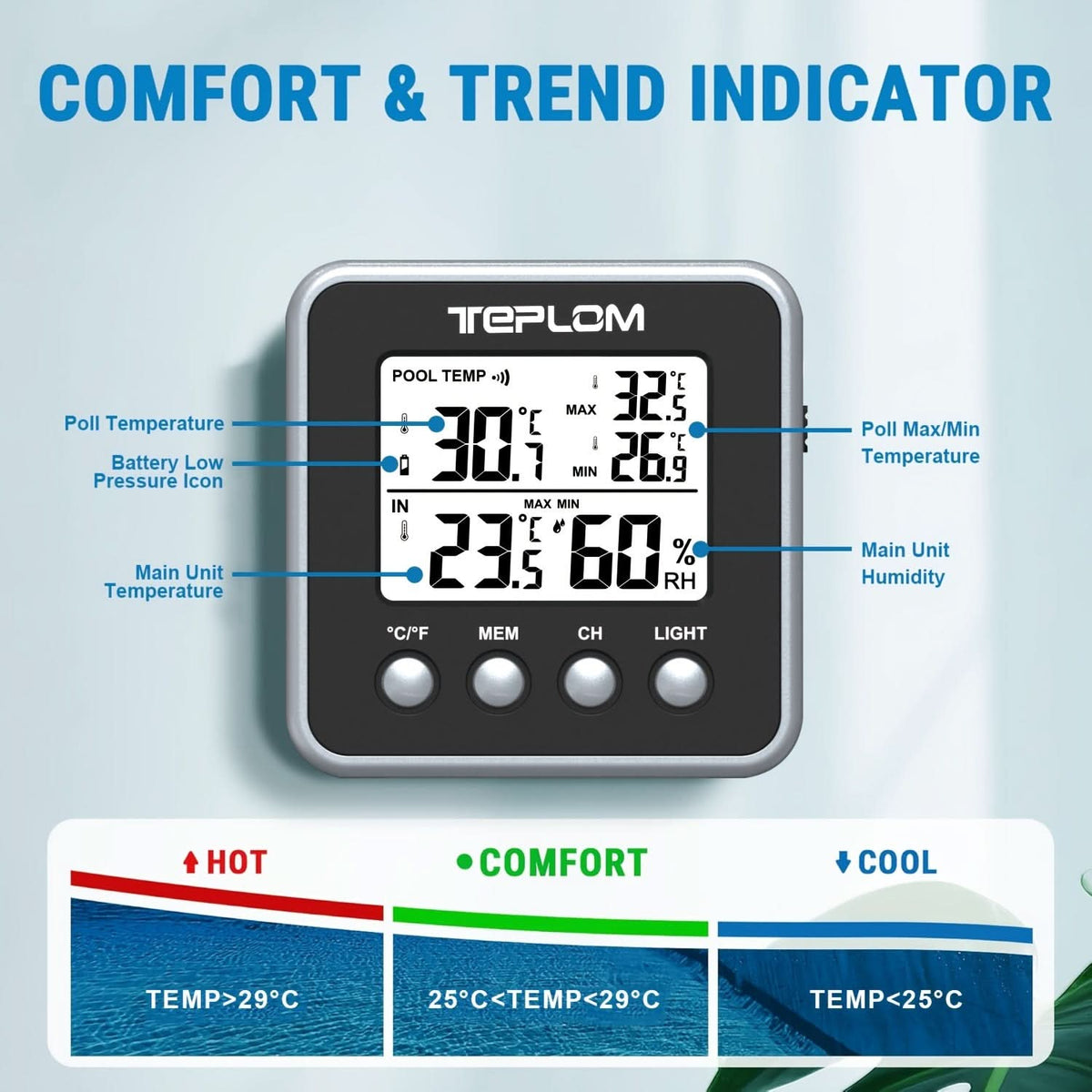 Wireless pool thermometer with digital floating display – image 5