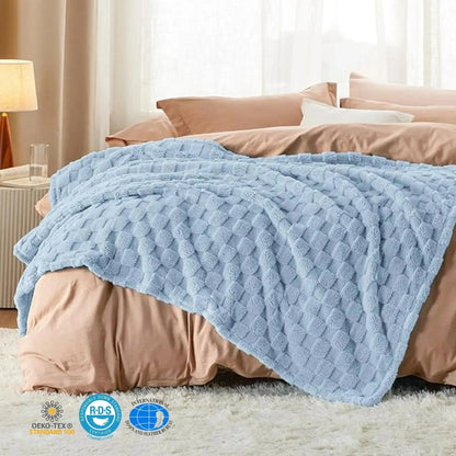 Checkered Throw Blanket Soft Fleece Cosy