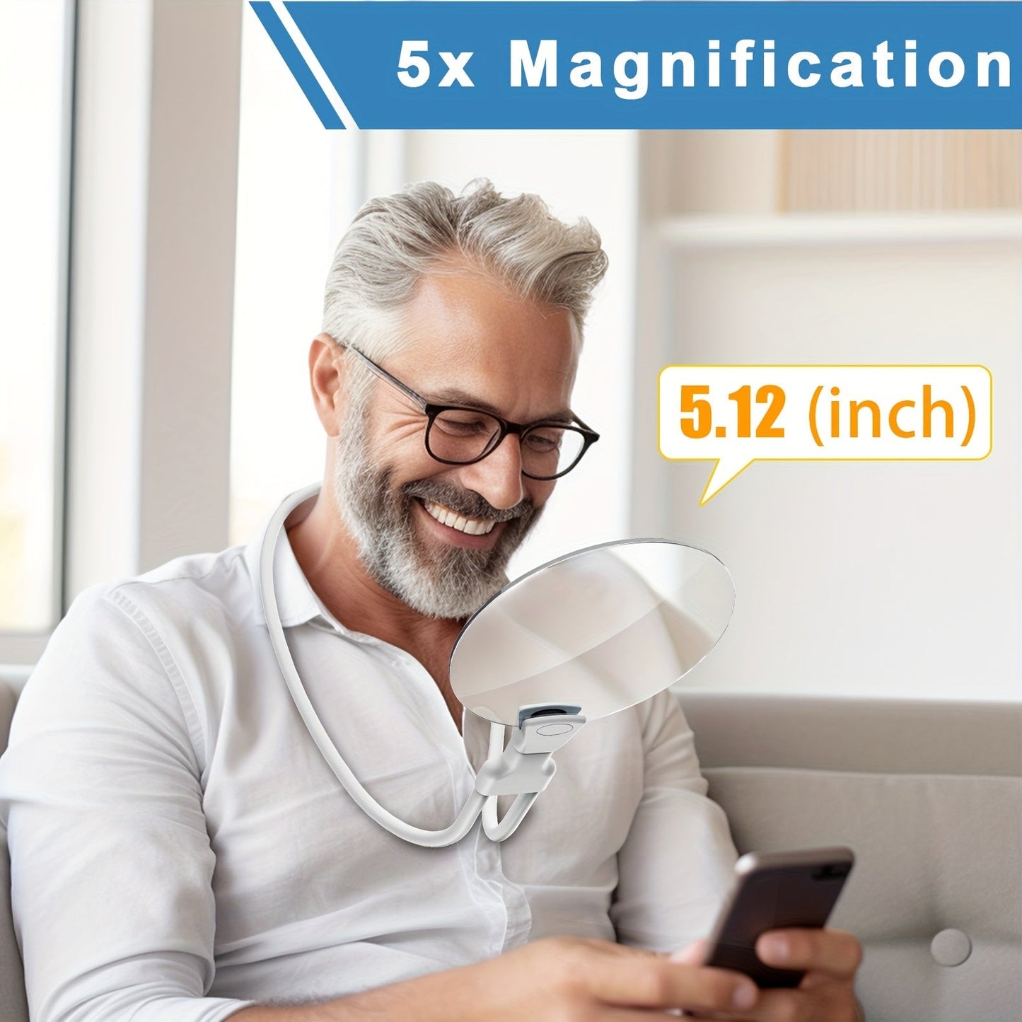 Hands-Free Neck Magnifier – 5X Magnifying Glass for Reading, Sewing & Crafts