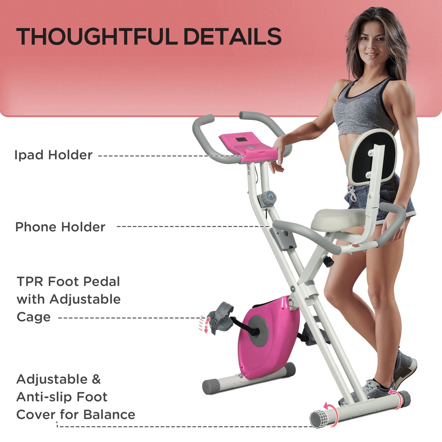 Foldable Magnetic Exercise Bike – 8 Resistance Levels & Backrest