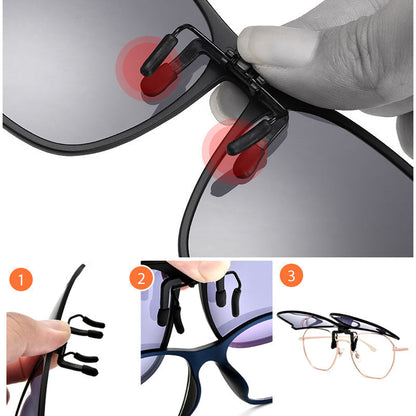 Polarised Clip-On Flip-Up Sunglasses – UV400 Protection, Fits Over Prescription Glasses