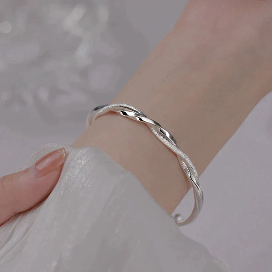 Elegant Woven Silver Bracelet Minimalist Jewelry