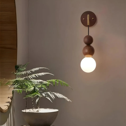 Walnut Brass Wall Light Modern Accent Lamp