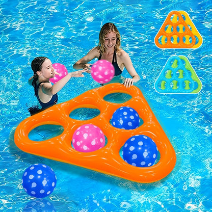 Inflatable triangle pool throw game with six balls – image 3