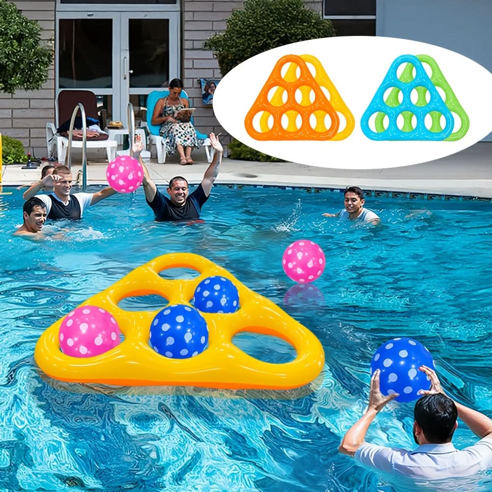 Inflatable triangle pool throw game with six balls – image 6