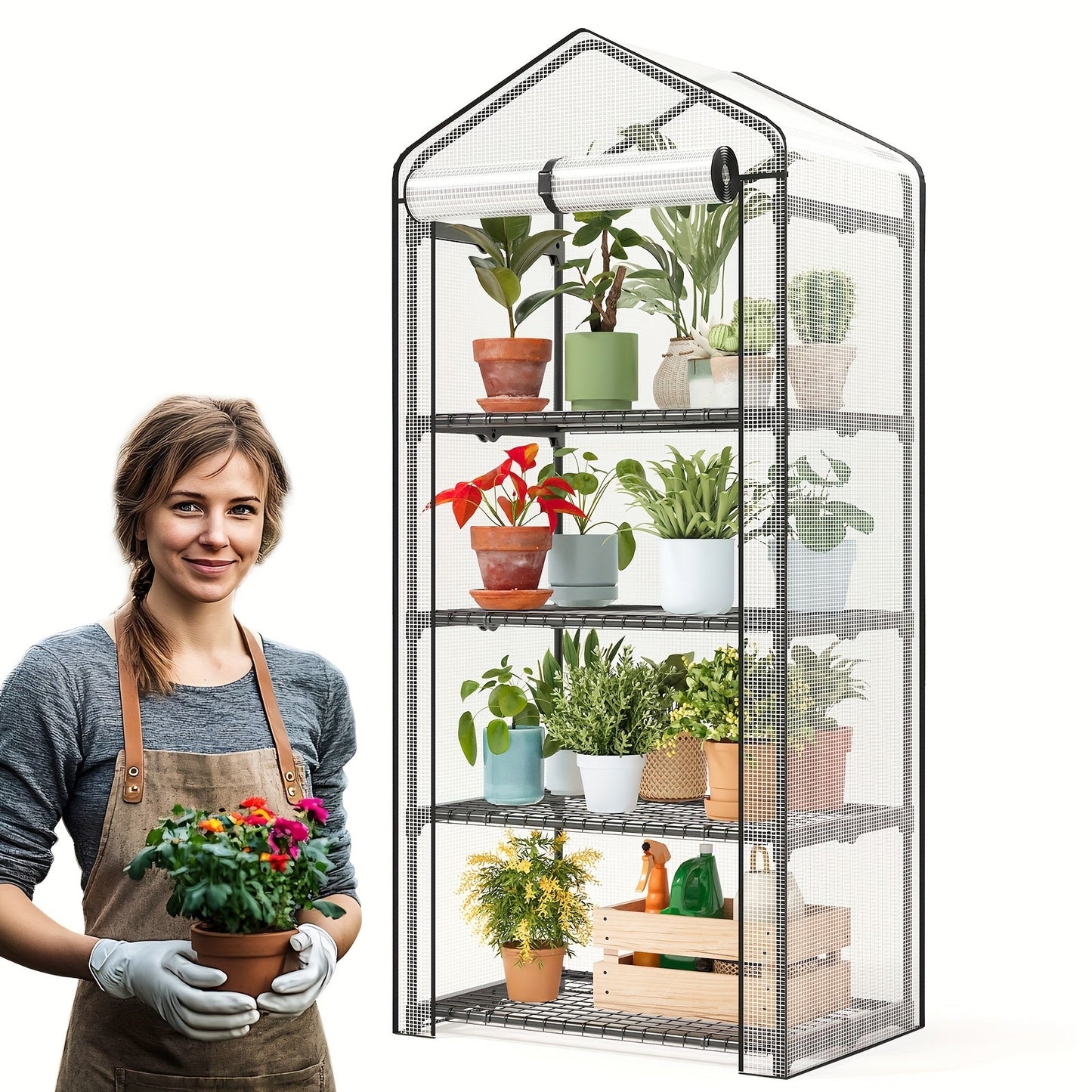 Portable Tomato Greenhouse - Rolling Plant Shelves