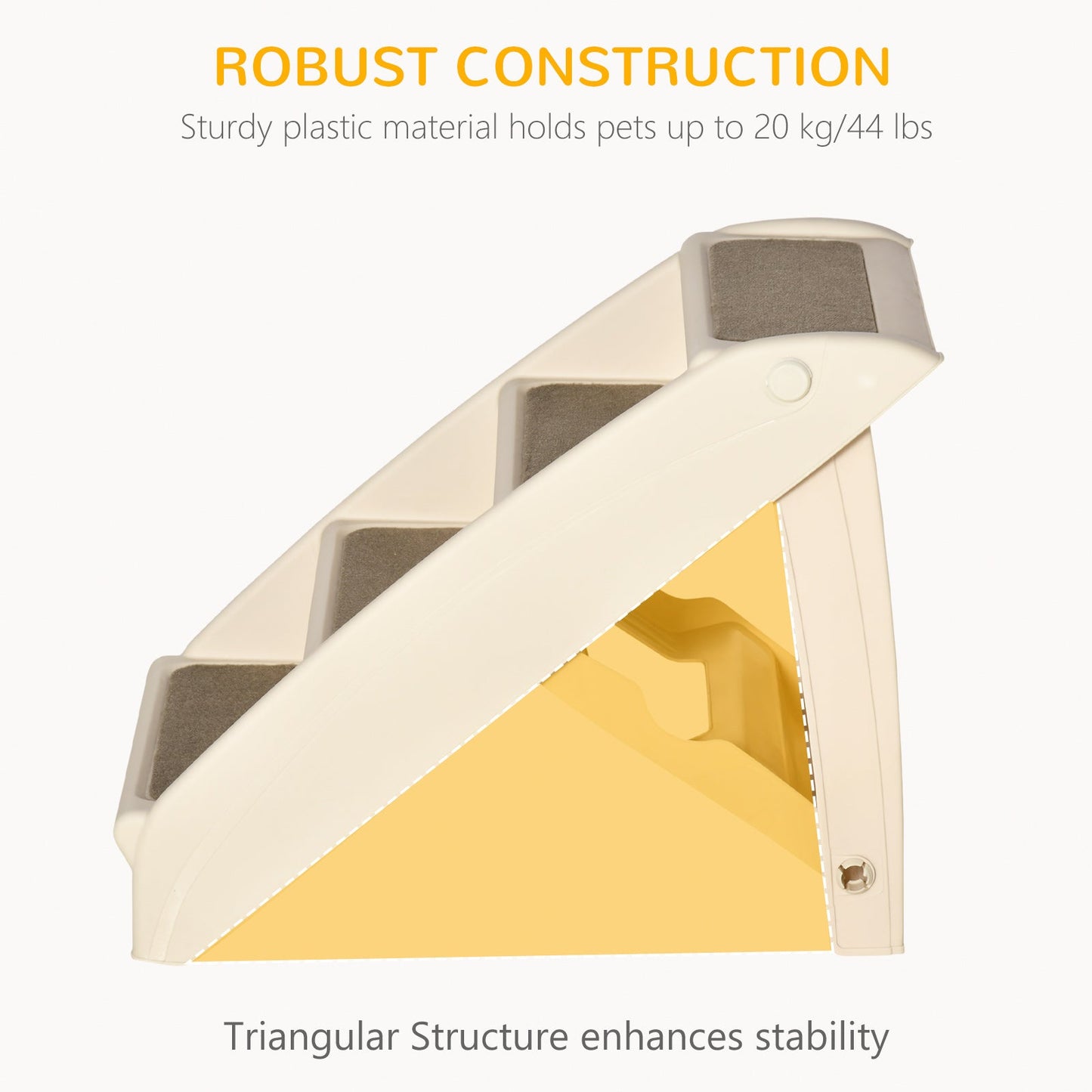 4-Step Foldable Pet Stairs with Non-Slip Mats – Beige