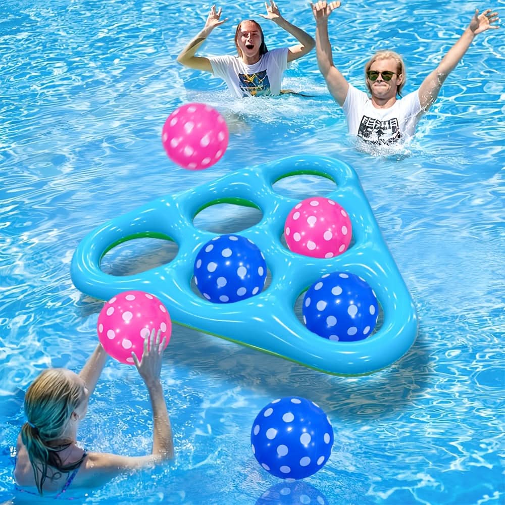 Inflatable triangle pool throw game with six balls – image 5