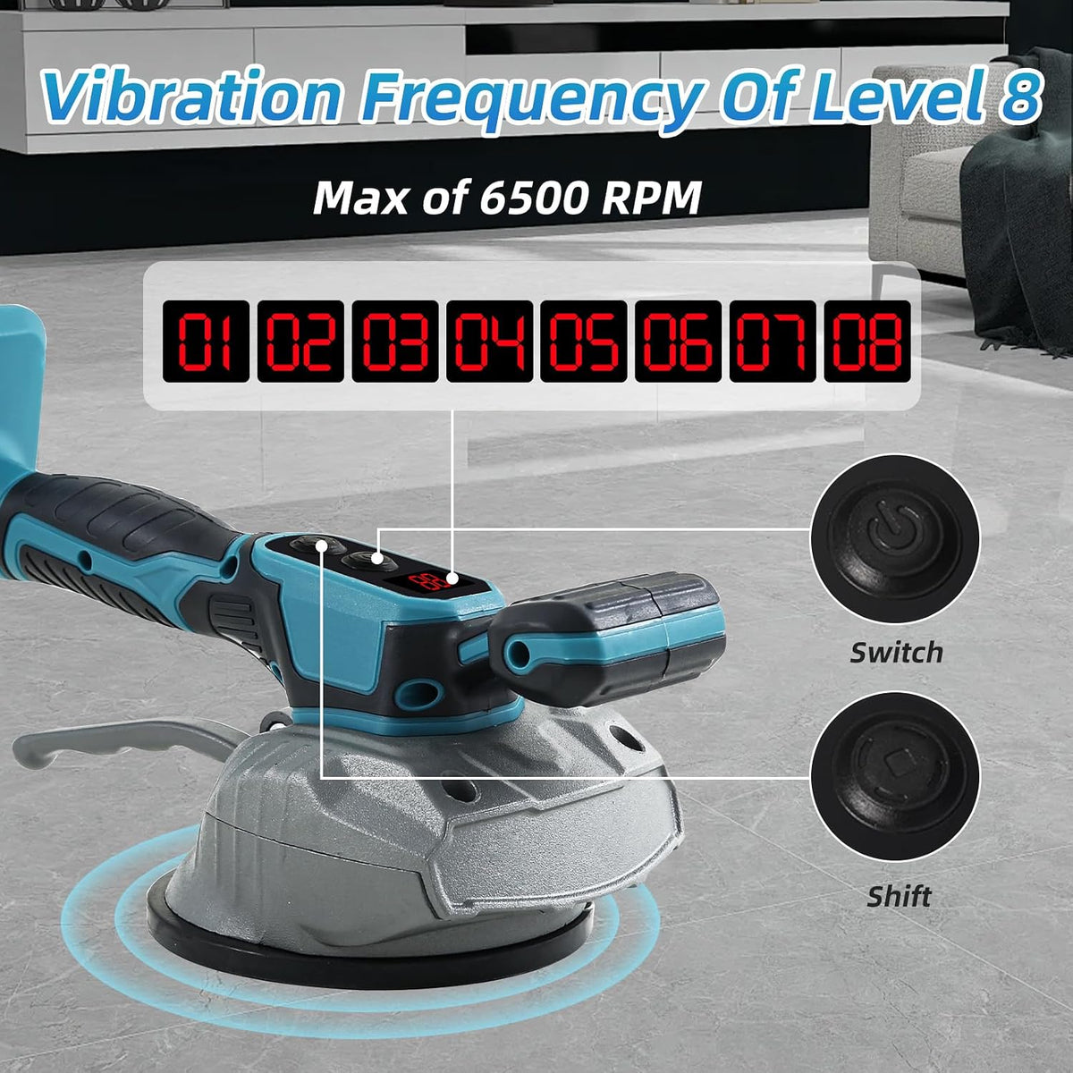 Tile Leveling Suction Cup & Vibration Tool - 1 Battery