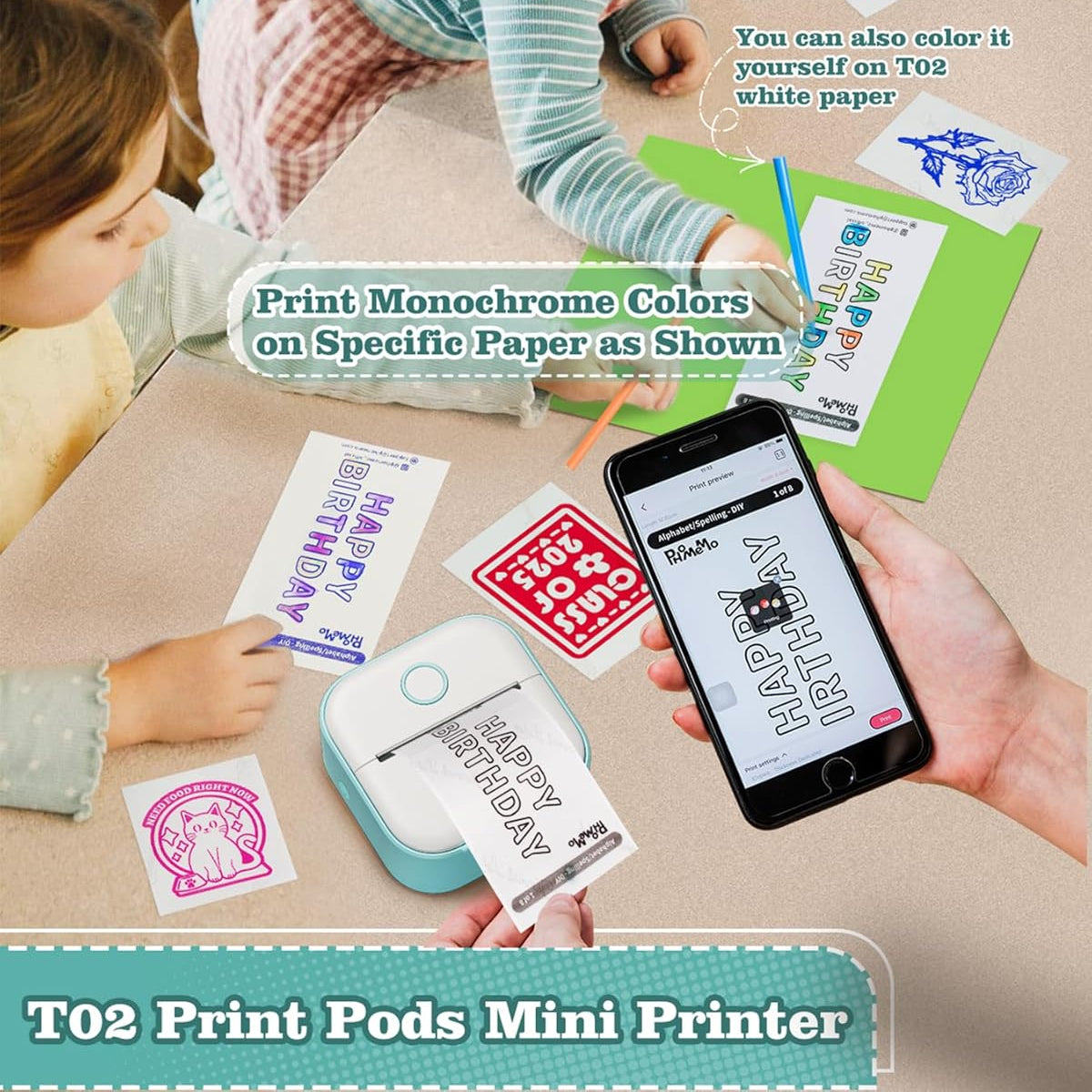 Mini Portable Sticker & Label Printer - Bluetooth, Inkless
