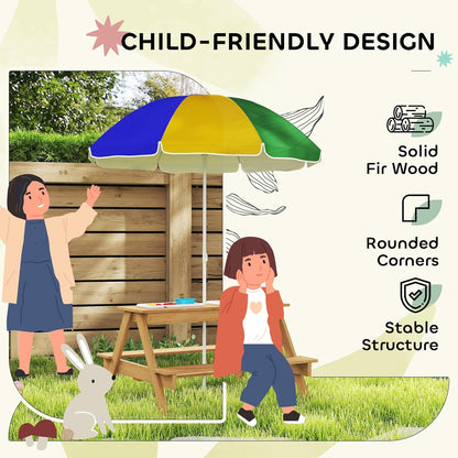 Kids Outdoor Picnic Table with Sand & Water Play Bins