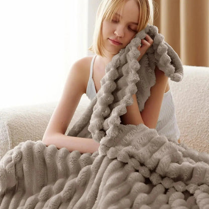 Soft Faux Rabbit Fur Blanket