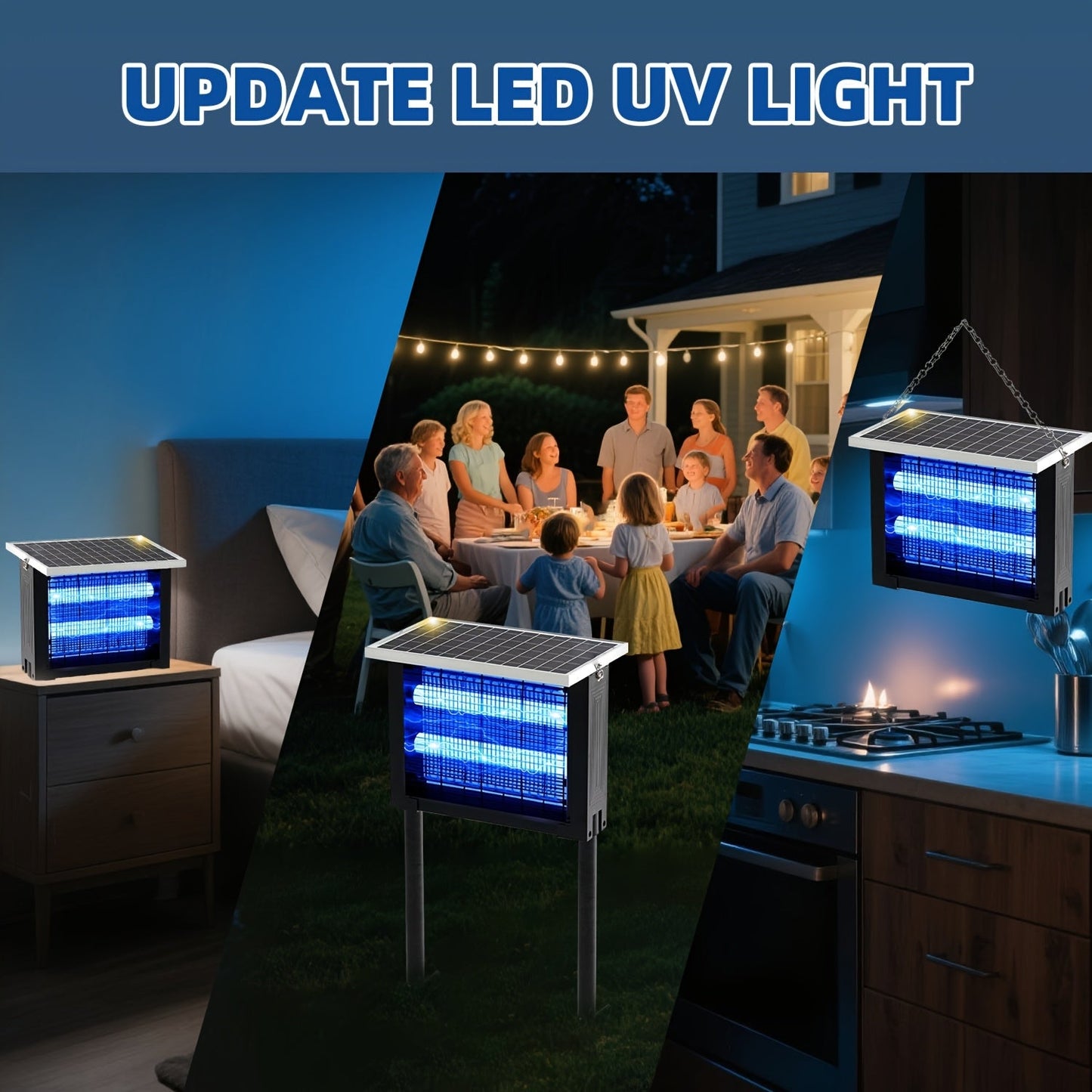 Solar Bug Zapper – Cordless Outdoor Mosquito & Fly Killer, Covers 2,000 Sq.Ft.