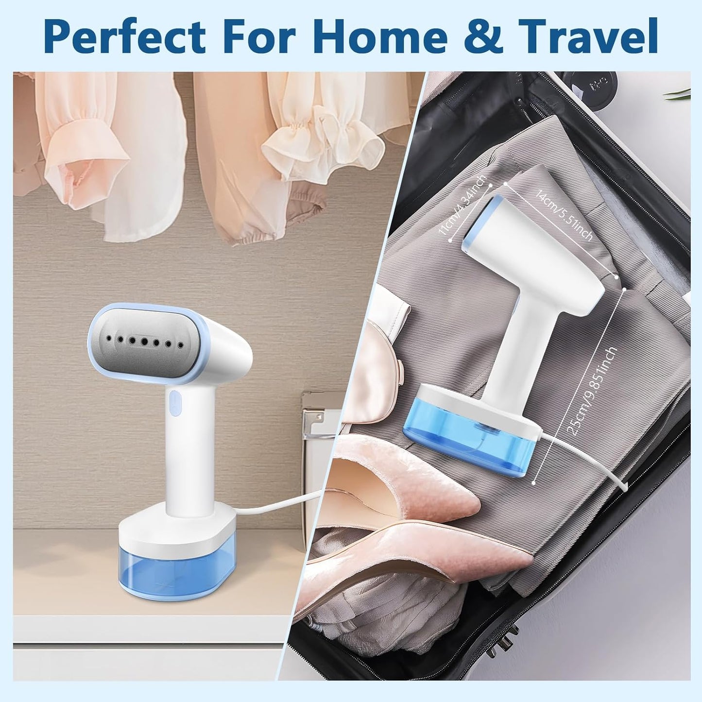 Handheld Garment Steamer - Portable Wrinkle Remover