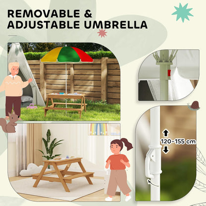 Kids Outdoor Picnic Table with Sand & Water Play Bins