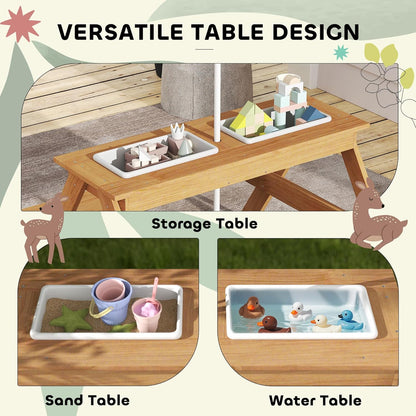 Kids Outdoor Picnic Table with Sand & Water Play Bins