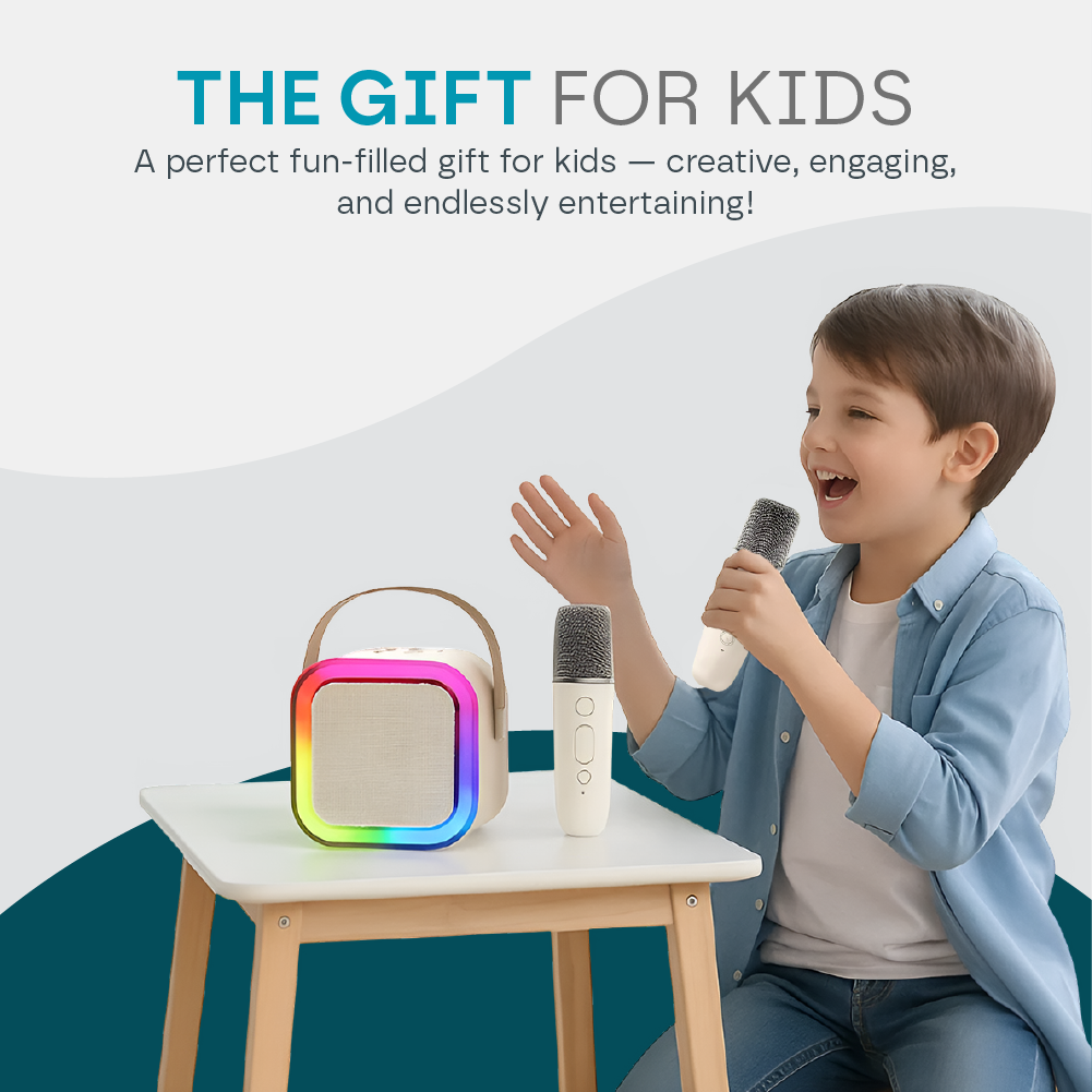 Mini Karaoke Machine for Kids - 2 Microphones, Bluetooth