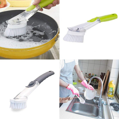 Long-Handle Dishwashing Brush – Refillable Soap Dispenser with Sponge Heads – image 5