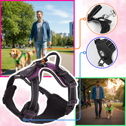 LED No-Pull Dog Harness – Adjustable Reflective Pet Harness with Safety Lights for Night Walking