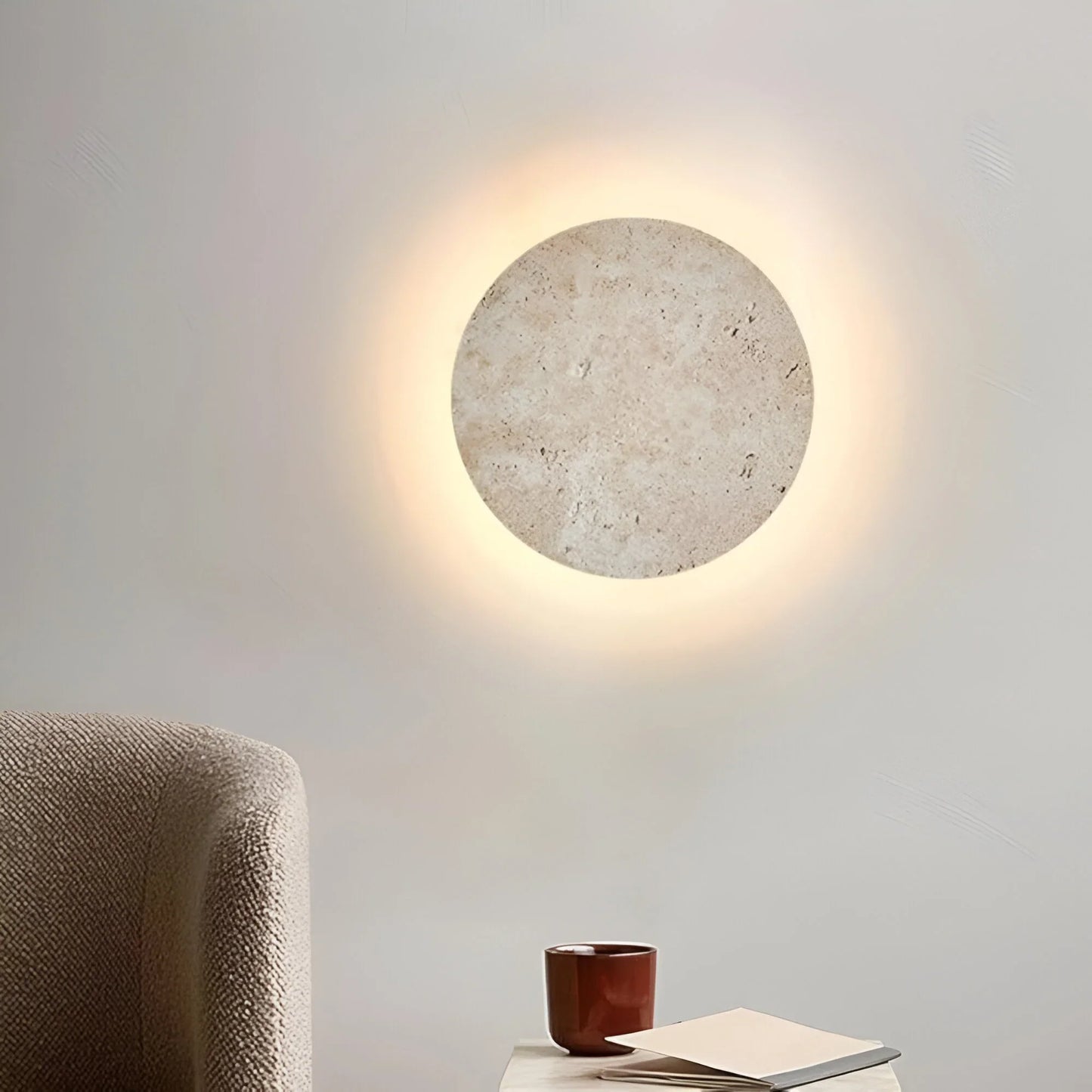 Round Stone LED Wall Light Indoor Outdoor Lamp