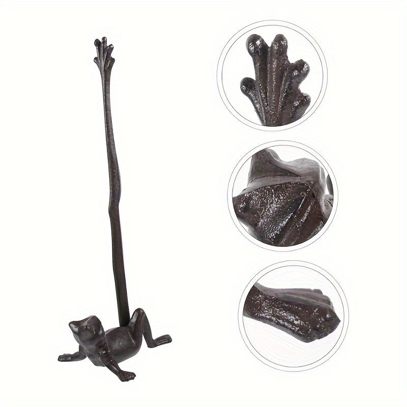 Rustic Frog Towel Holder - Farmhouse Bathroom Stand
