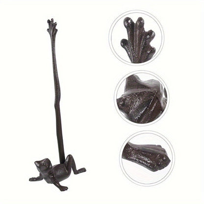 Rustic Frog Towel Holder - Farmhouse Bathroom Stand