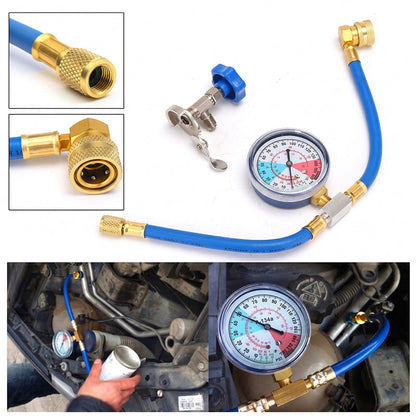 AC air conditioning refill hose with precision pressure gauge