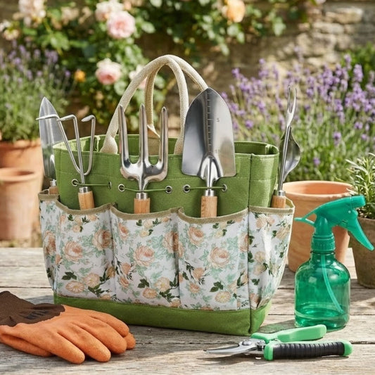 9-Piece Stainless Steel Garden Tool Set with Tote 1